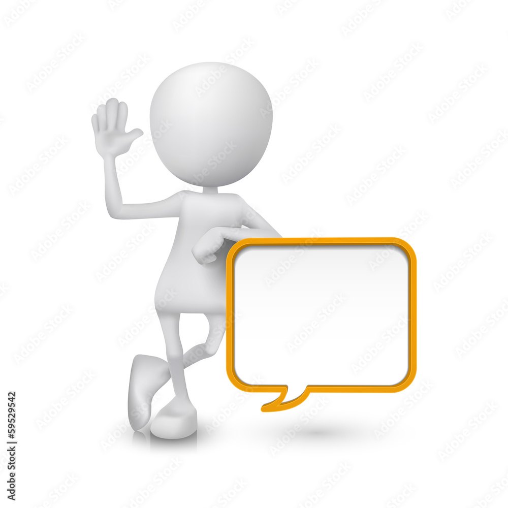 3d person with a blank speech bubble 3d person with a blank speech bubble