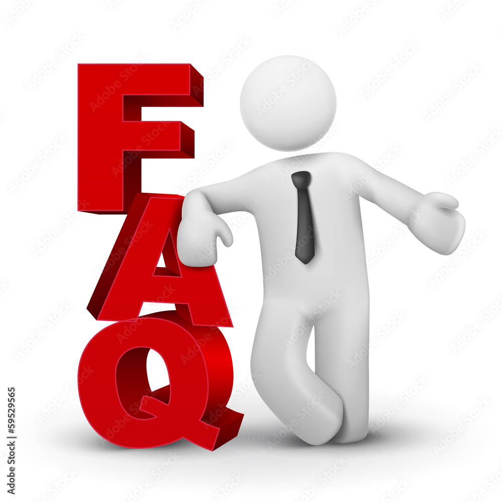 3d business man presenting word FAQ 3d business man presenting word FAQ