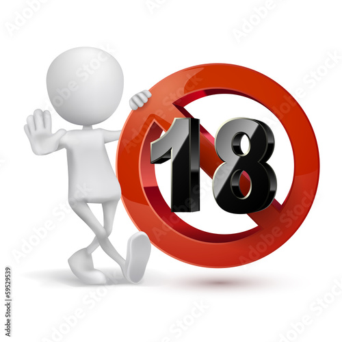 3d guy and Adults only content sign. XXX sticker.
