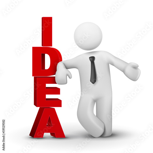 3d business man presenting word idea concept