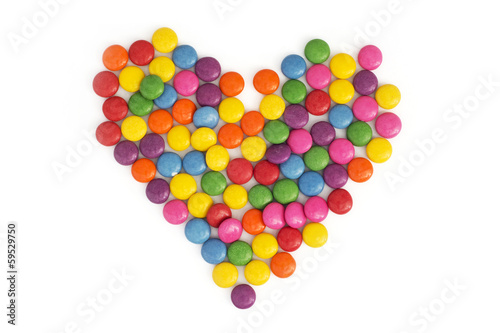 Heart made of colored smarties