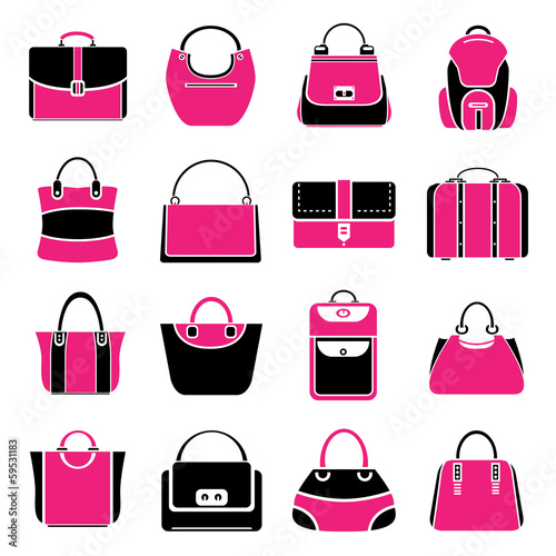 bag icons, pink color theme