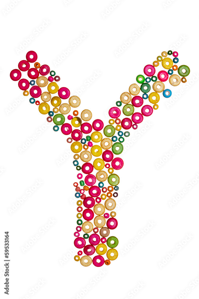 Letter Y made of wooden beads Letter Y made of wooden beads