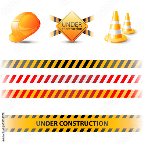 Under construction ribbons and design elements