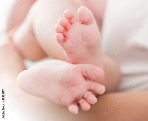 Close up of cute little baby feet