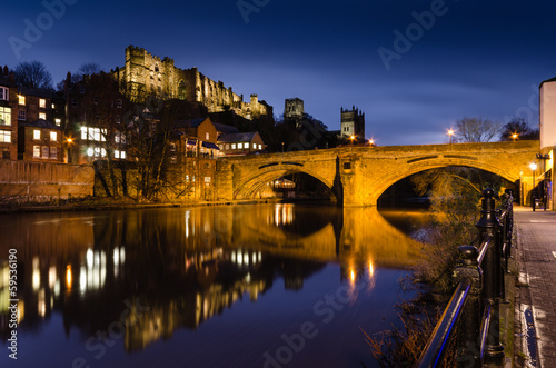 Framwellgate bridge over the river wear at twilight
