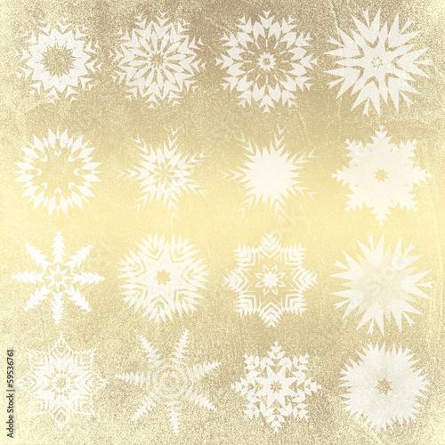 gold christmas background with snowflakes