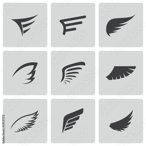 Vector black wing icons set