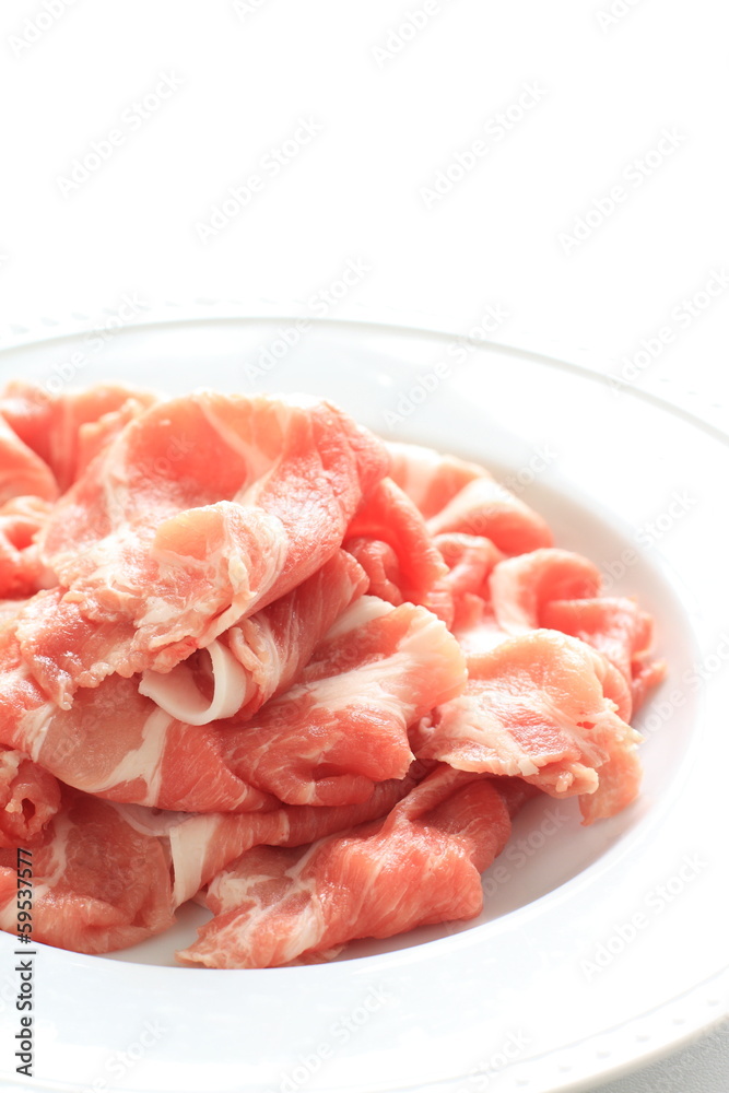 Freshness sliced pork for Japanese cuisine shabushabu Freshness sliced pork for Japanese cuisine shabushabu
