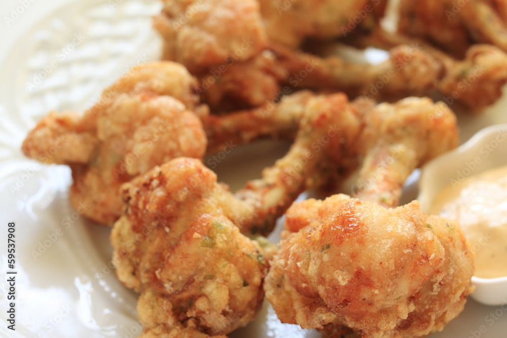 Fried chicken legs and mayonnaise Fried chicken legs and mayonnaise