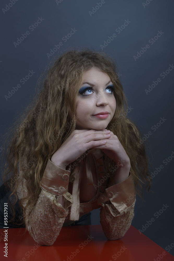 Young elegant fashionable woman on gray background Young elegant fashionable woman on gray background