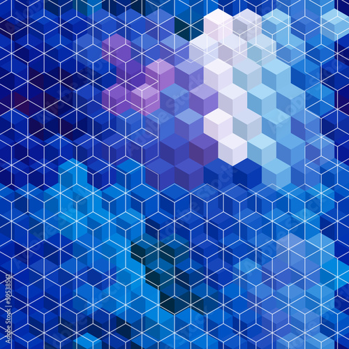 Blue cubic mosaic background.