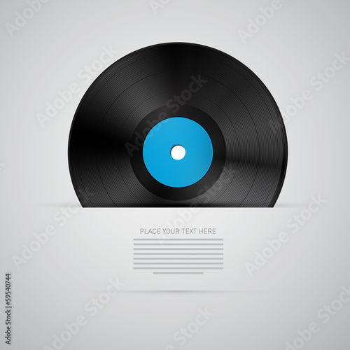Vector Vinyl Record Disc Isolated on Grey Background