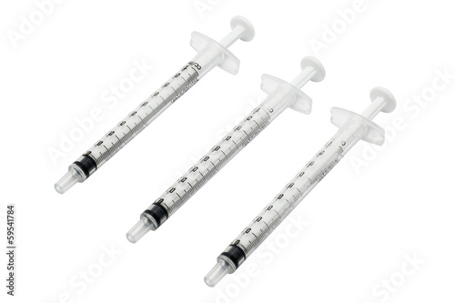Used syringes isolated on white