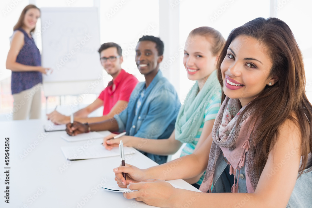 Casual business people in office at presentation Casual business people in office at presentation