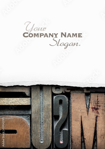 Torn paper and vintage letters
