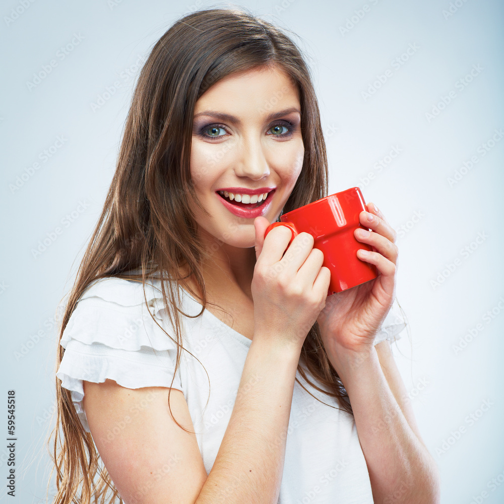 Casual style young woman posing on isolated studio background. Casual style young woman posing on isolated studio background.