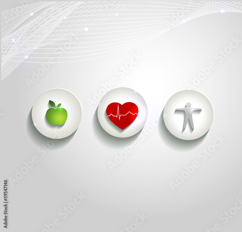 Beautiful heart health care concept symbols