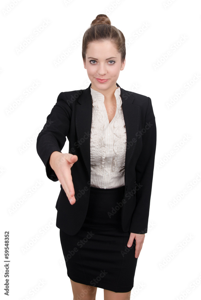 Business woman squeezing a hand