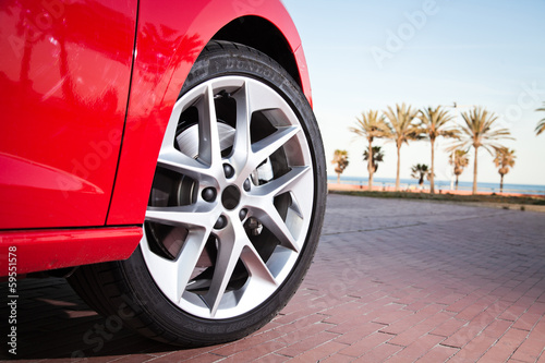 Car wheel in summer