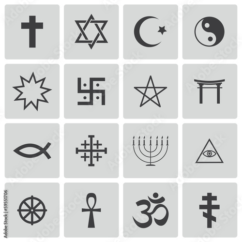 Vector black religious symbols set