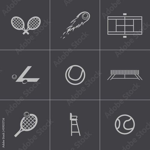 Vector black tennis icons set