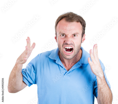 Angry, mad, upset man yelling at someone