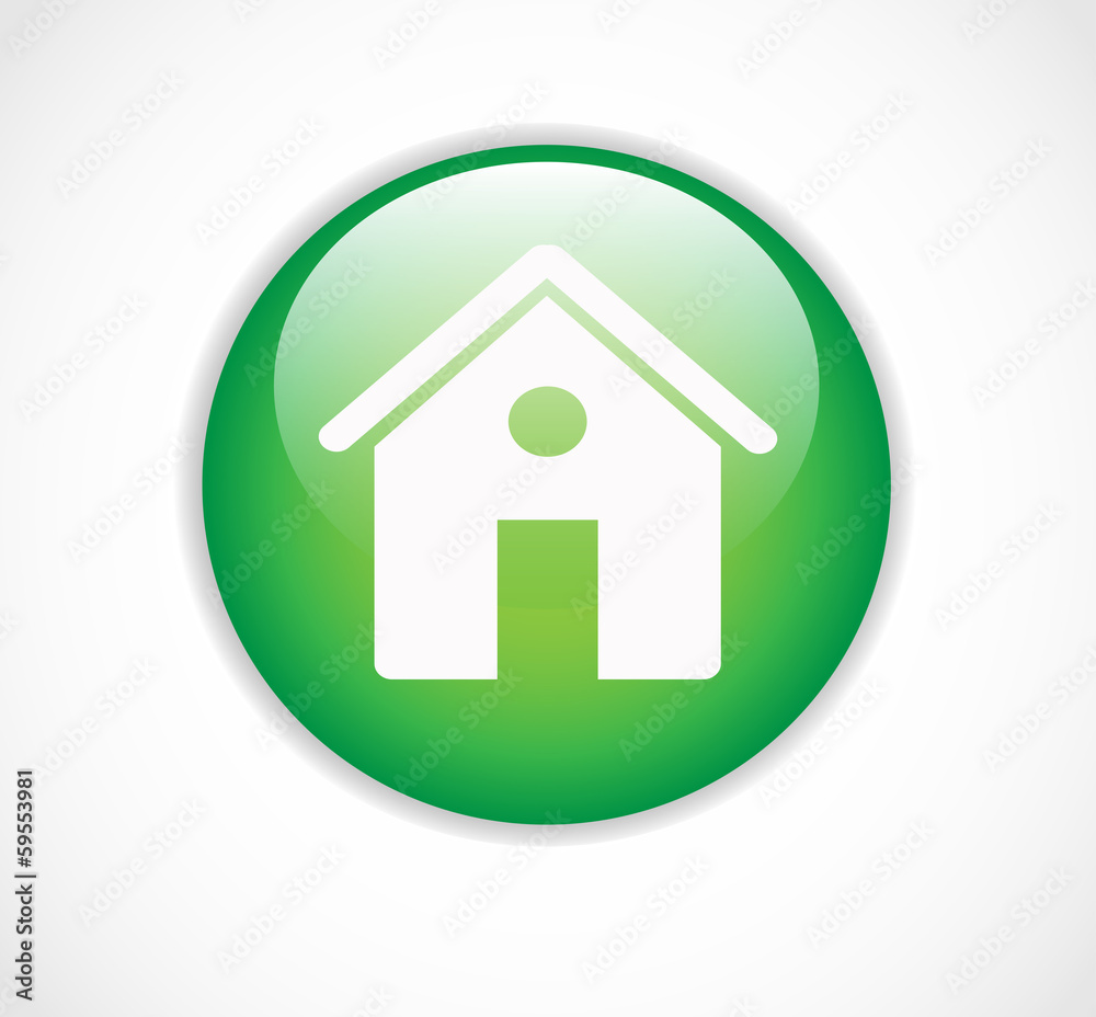 Round green web home page button with house icon vector Round green web home page button with house icon vector