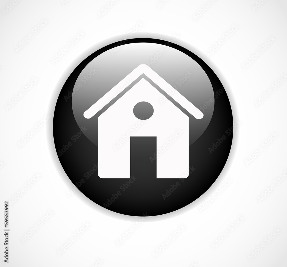 Round black web home page button with house icon vector Round black web home page button with house icon vector