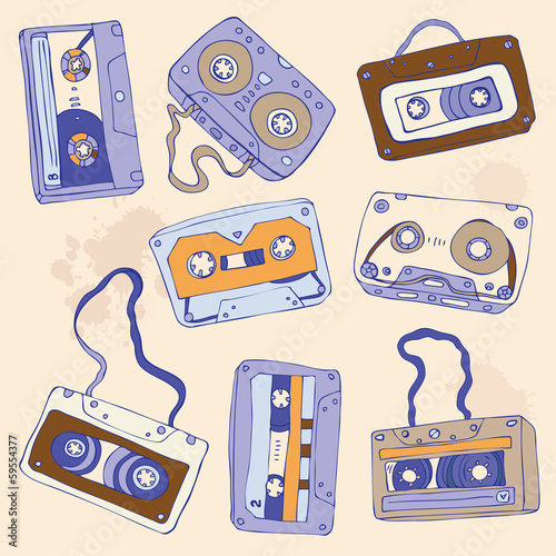 Set of retro cassette tapes