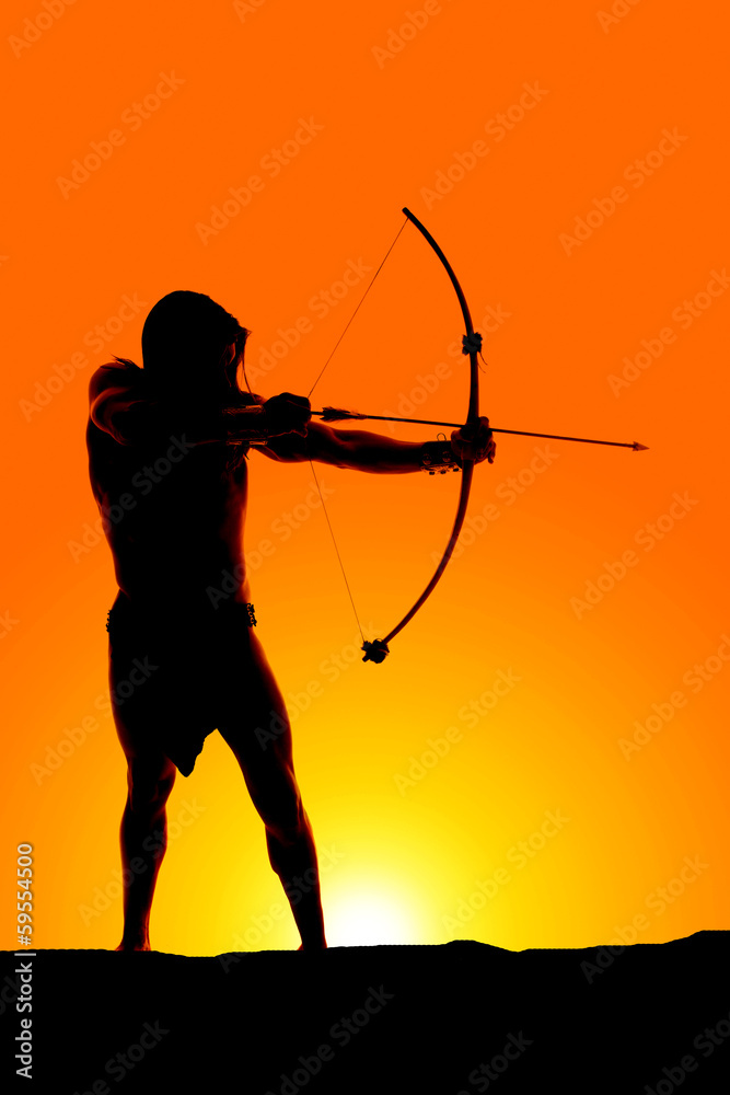 Obraz premium silhouette man with bow and arrow