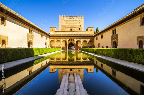 Courtyard of the Myrtles (Patio de los Arrayanes) in La Alhambra