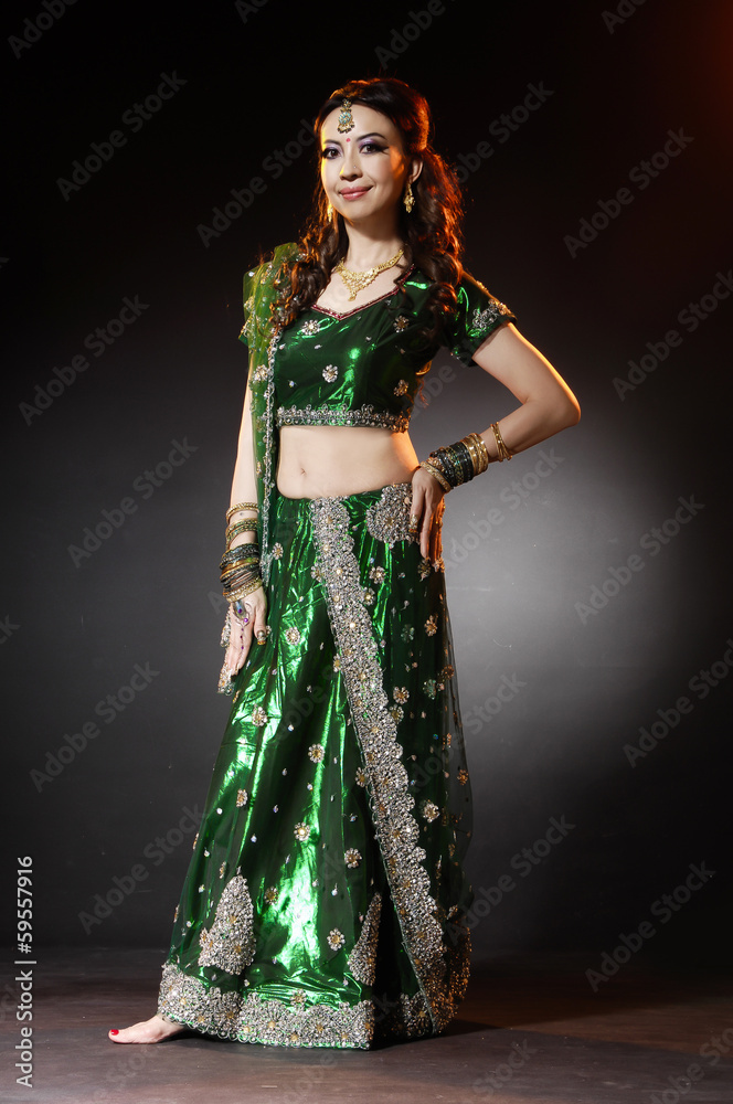Fototapeta premium beautiful female wearing traditional indian costume posing