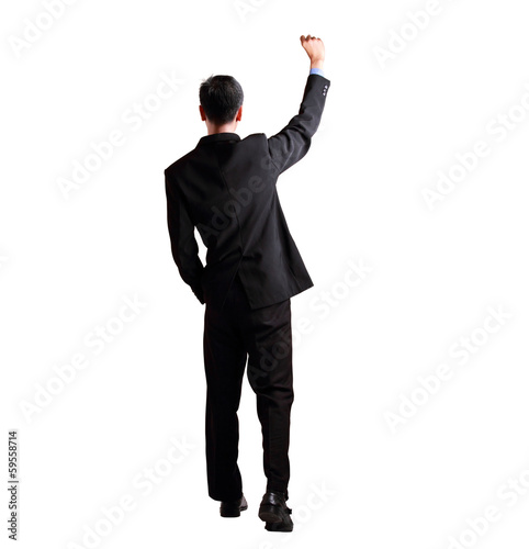 businessman show success and hand up