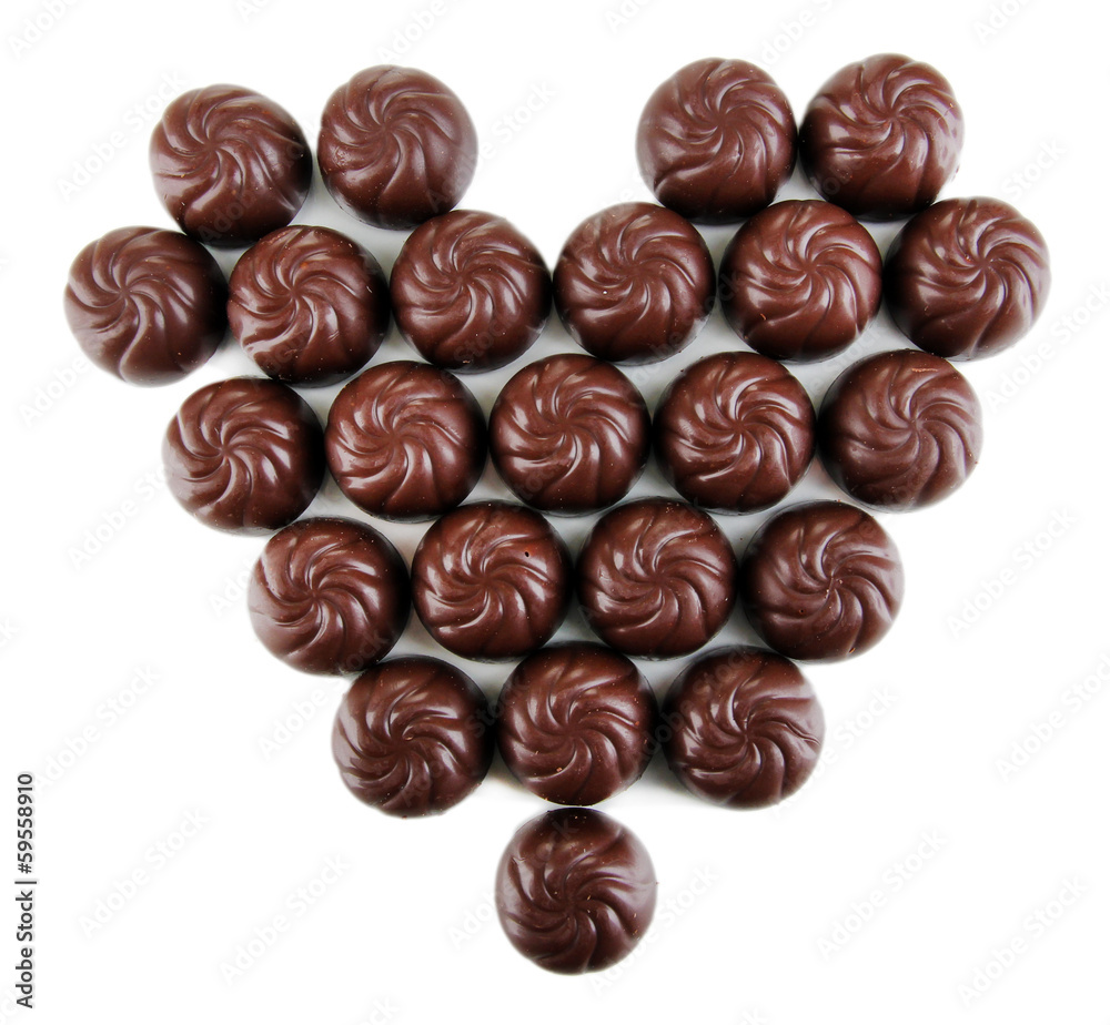 Chocolate candies isolated on white Chocolate candies isolated on white