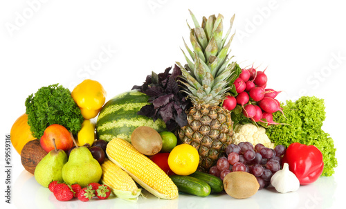 Fototapeta Naklejka Na Ścianę i Meble -  Different fruits and vegetables isolated on white