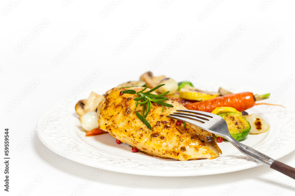 Grilled chicken breasts and vegetables Grilled chicken breasts and vegetables