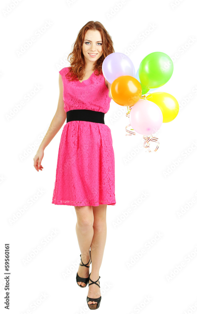 Beautiful young girl in dress isolated on white Beautiful young girl in dress isolated on white