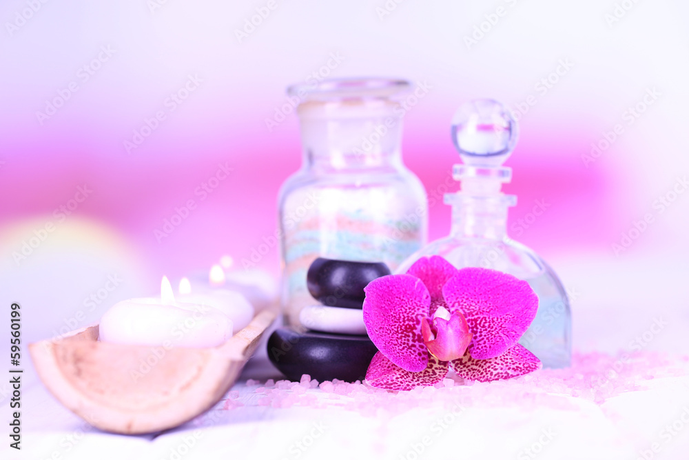 Beautiful spa setting with orchid Beautiful spa setting with orchid