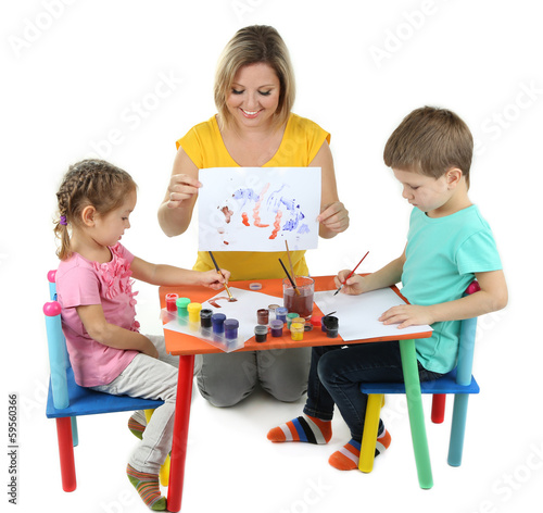 Little children drawing wit...