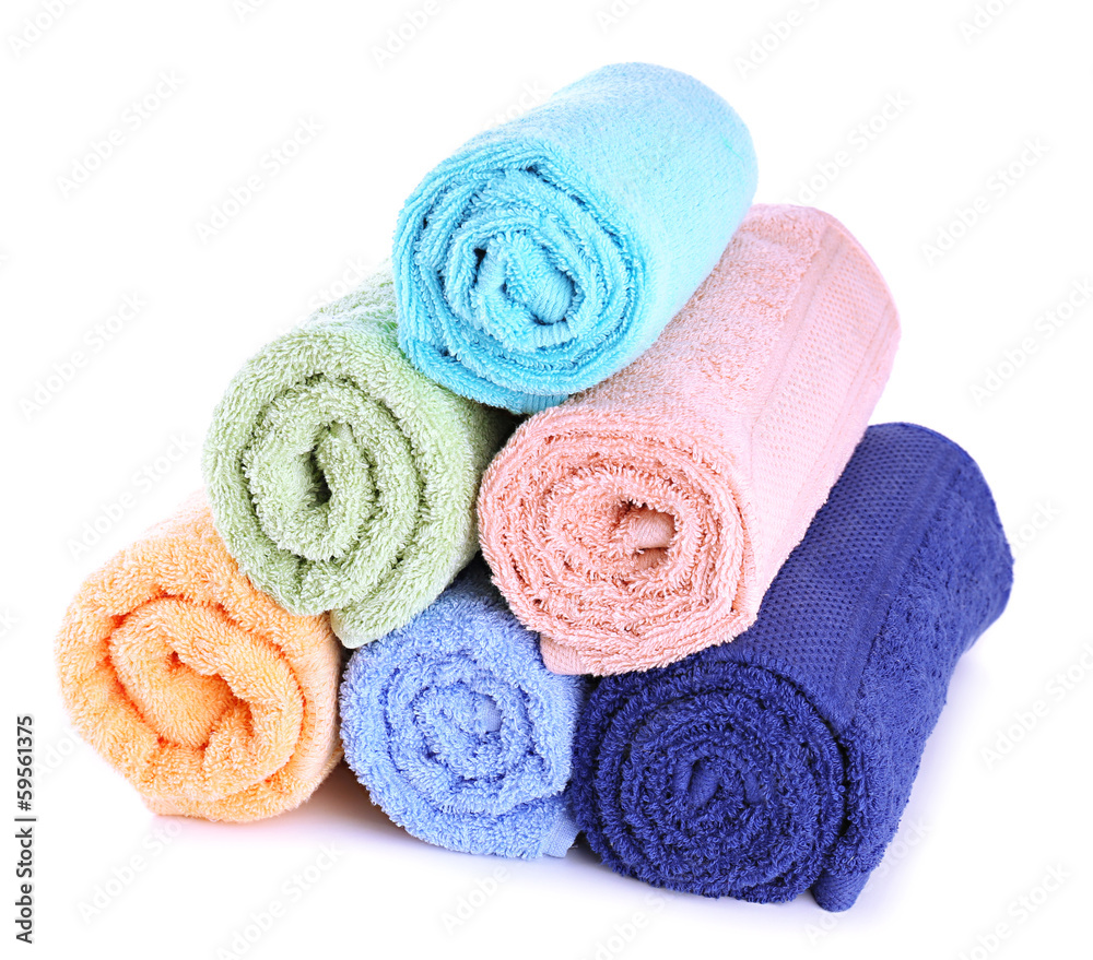 Colorful towels isolated on white Colorful towels isolated on white