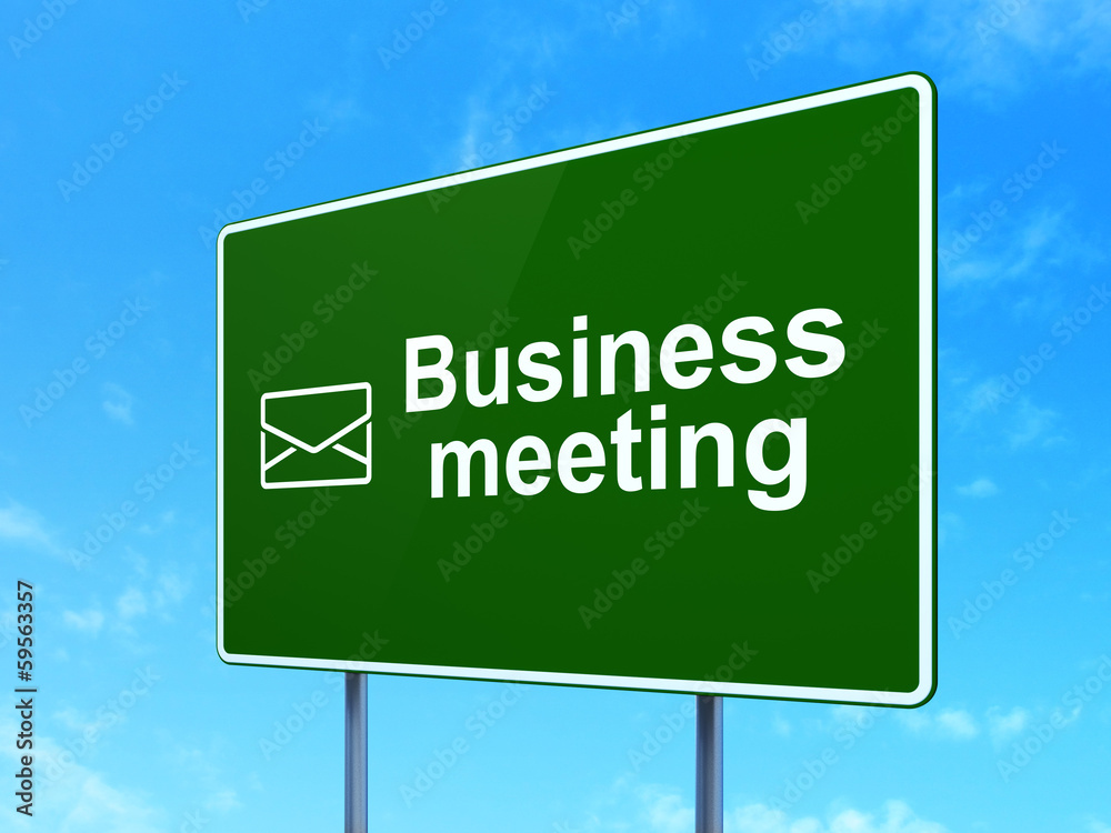 Finance concept: Business Meeting and Email on road sign