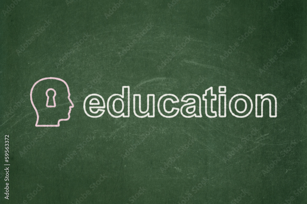 Education concept: Head With Keyhole and Education on chalkboard Education concept: Head With Keyhole and Education on chalkboard