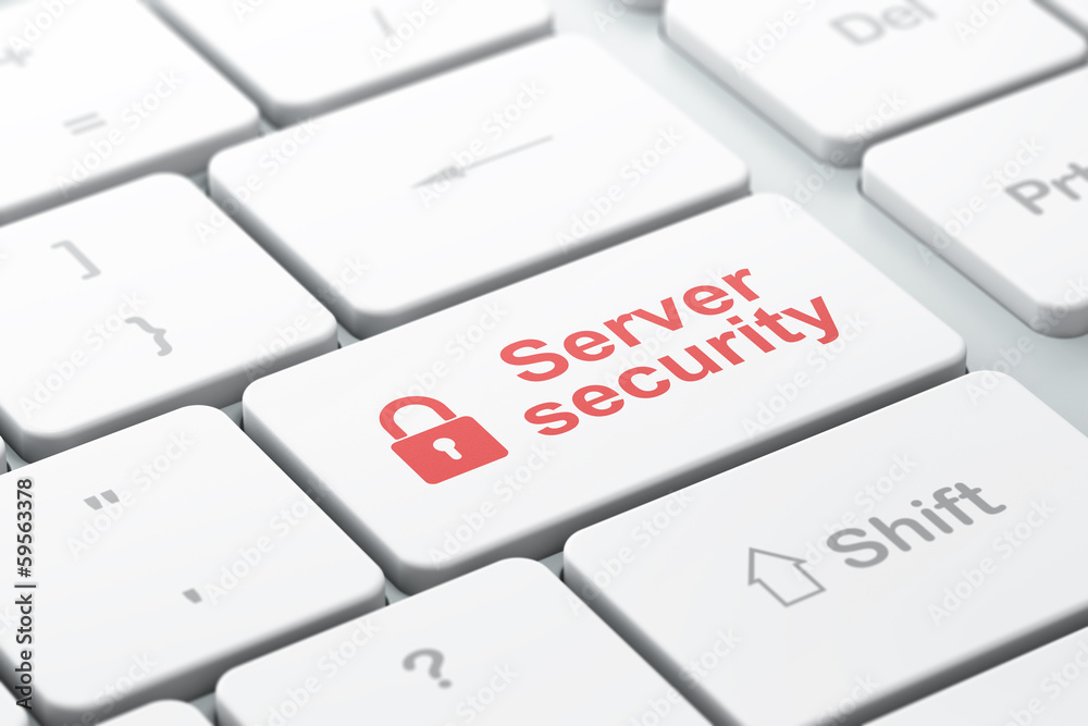 Privacy concept: Closed Padlock and Server Security on computer Privacy concept: Closed Padlock and Server Security on computer