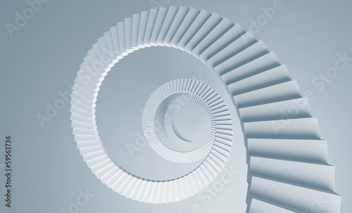 Spiral stairs perspective background 3d illustration