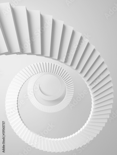 Spiral stairs perspective background. Monochrome 3d illustration