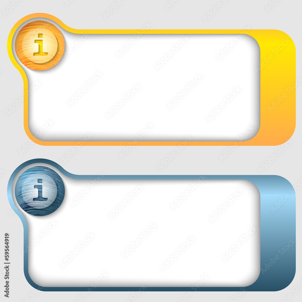 set of two abstract text frames with info icon set of two abstract text frames with info icon