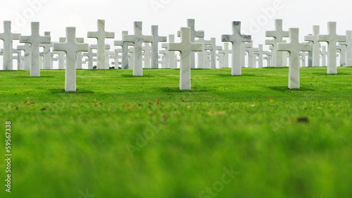Marble Crosses on a Cemetery