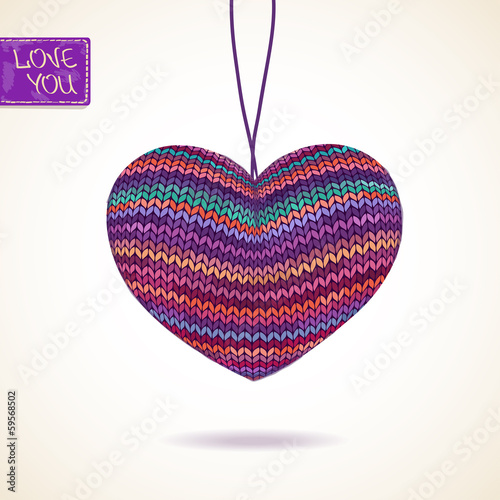Love greeting card with knitted heart