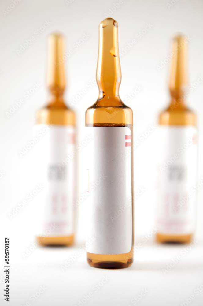 Brown injection ampule show medicine concept